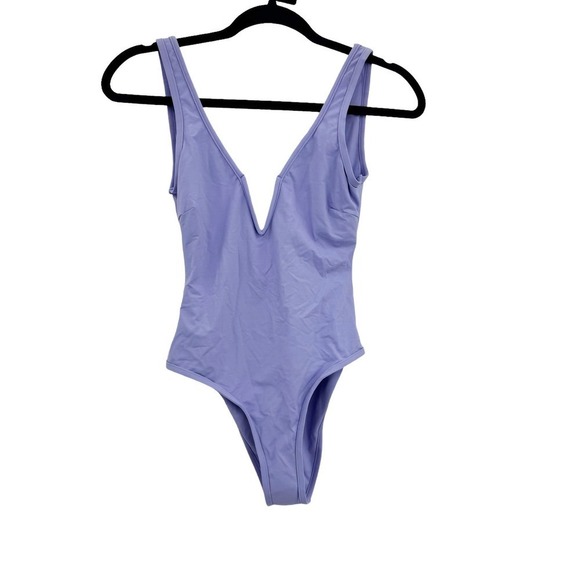 L Space Coco One Piece Swimsuit Deep V-Neck Lavender Purple Size S NWT - Picture 4 of 12